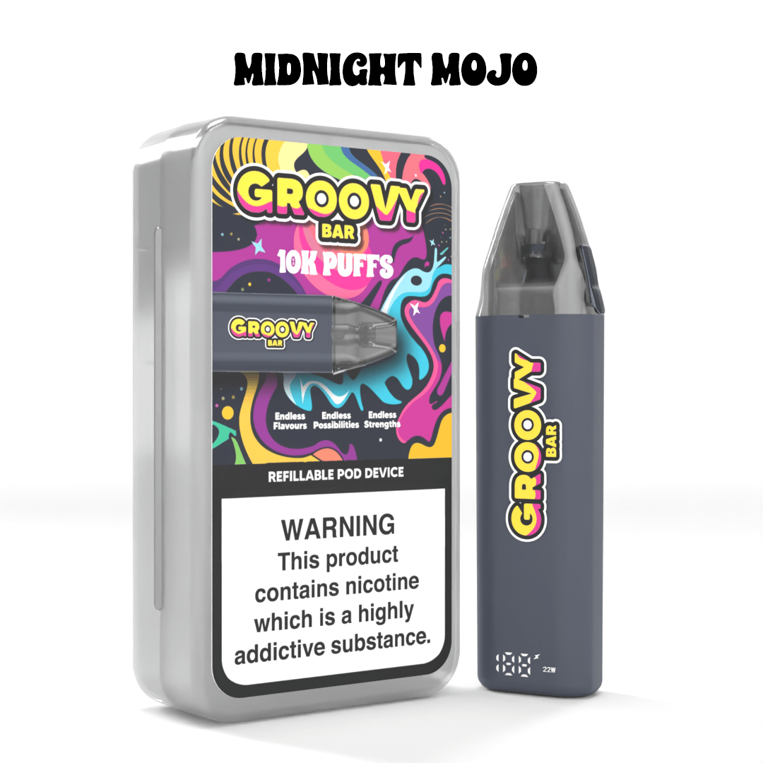 nicotine vape pen refillable Groovy Bar 10K Refillable Pod Kit| Free Eliquid