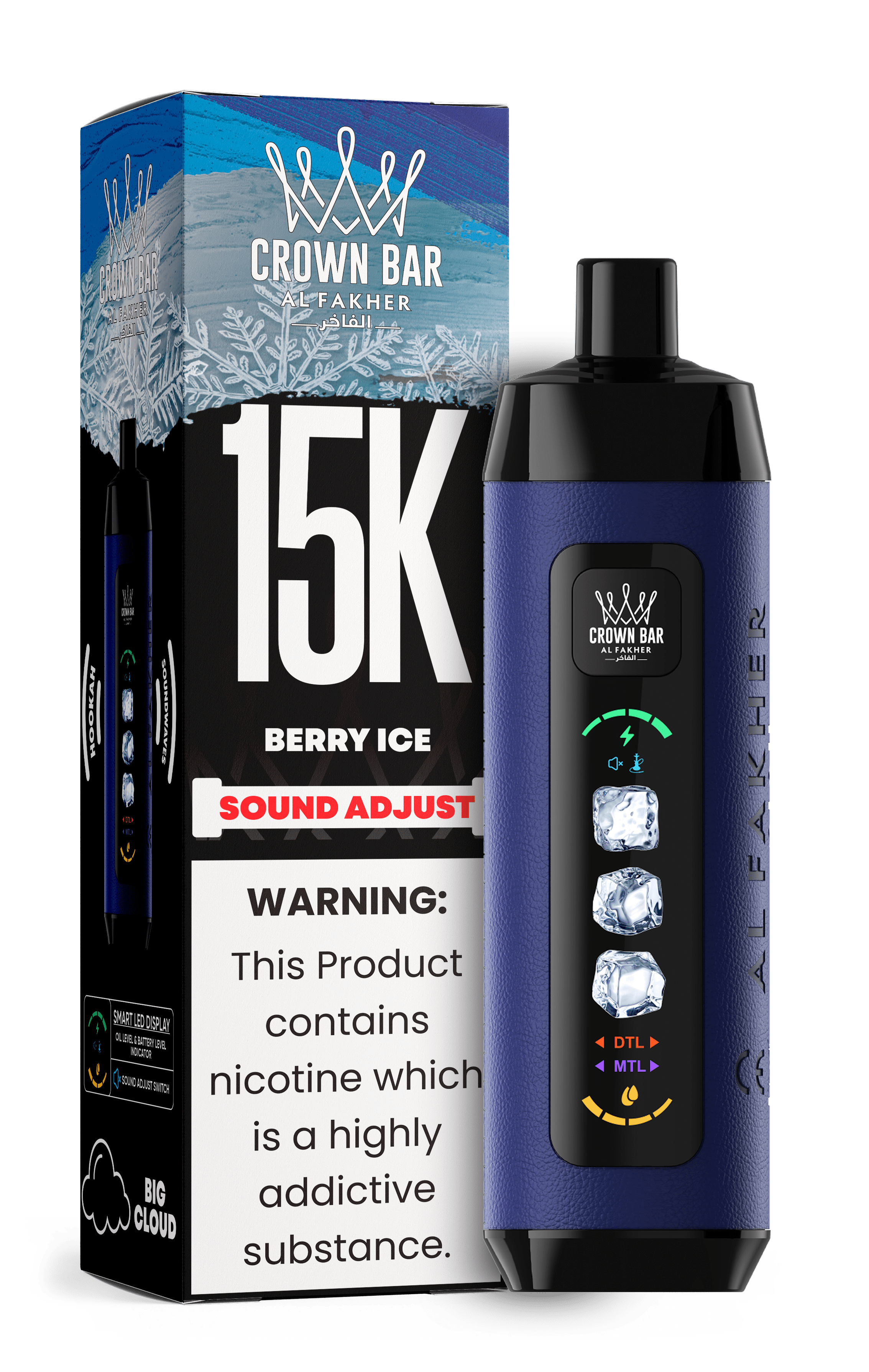 AL Fakher Crown Bar 15000 Type-C charging battery display - Al Fakher Crown Bar 15K Disposable Vape | Only for £12.99