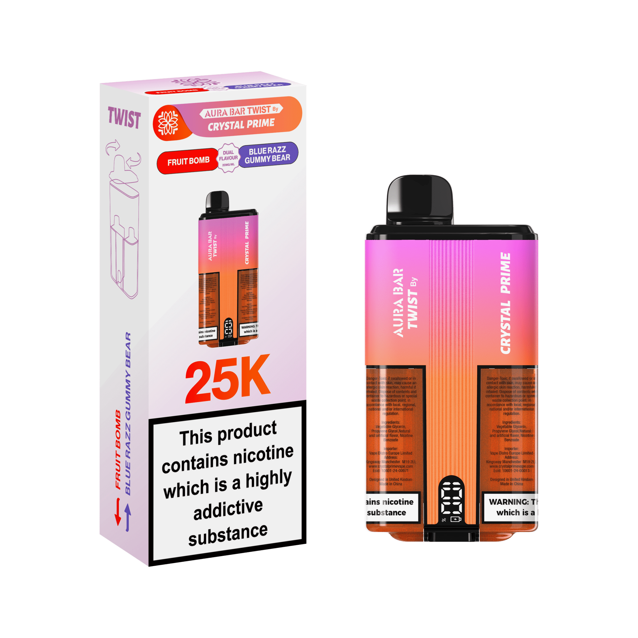 Aura Bar Crystal Prime Twist 25000 Disposable Vape Aura Bar Crystal Prime Twist 25000 Disposable Vape