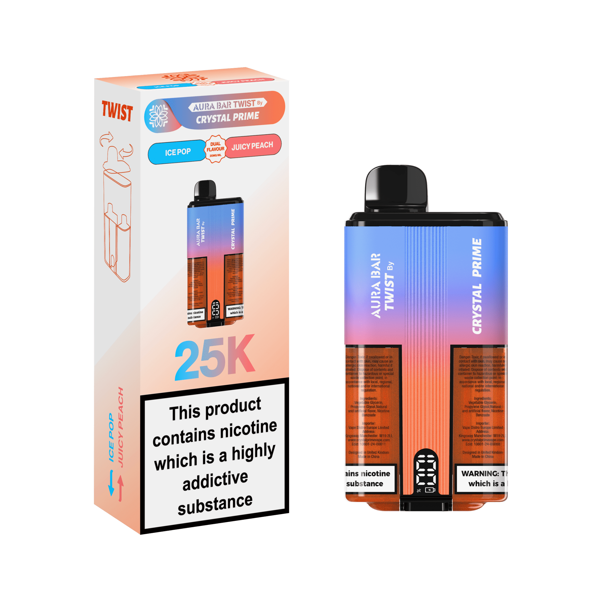 Aura Bar Crystal Prime Twist 25000 Disposable Vape Aura Bar Crystal Prime Twist 25000 Disposable Vape