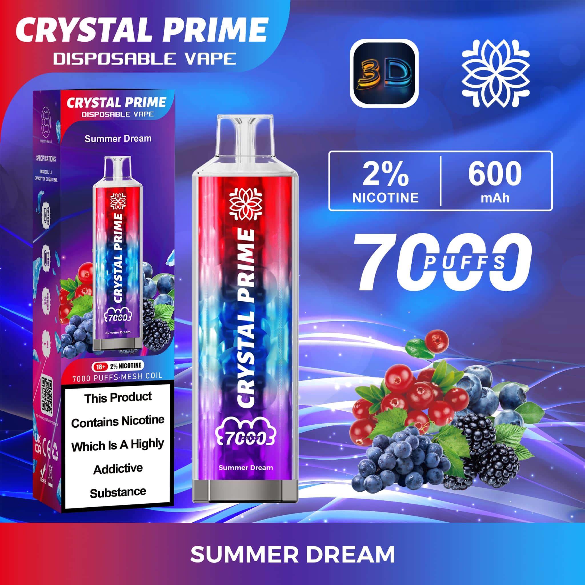 Crystal Prime 7000 Puffs Disposable Vape Pod Device - Power Vape Shop