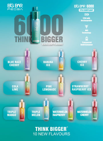 Feoba Big Bar 6000 Disposable Vape - Feoba 6k Puffs Disposable Vape Pod Kit - 10 New Flavours out now - Power Vape Shop