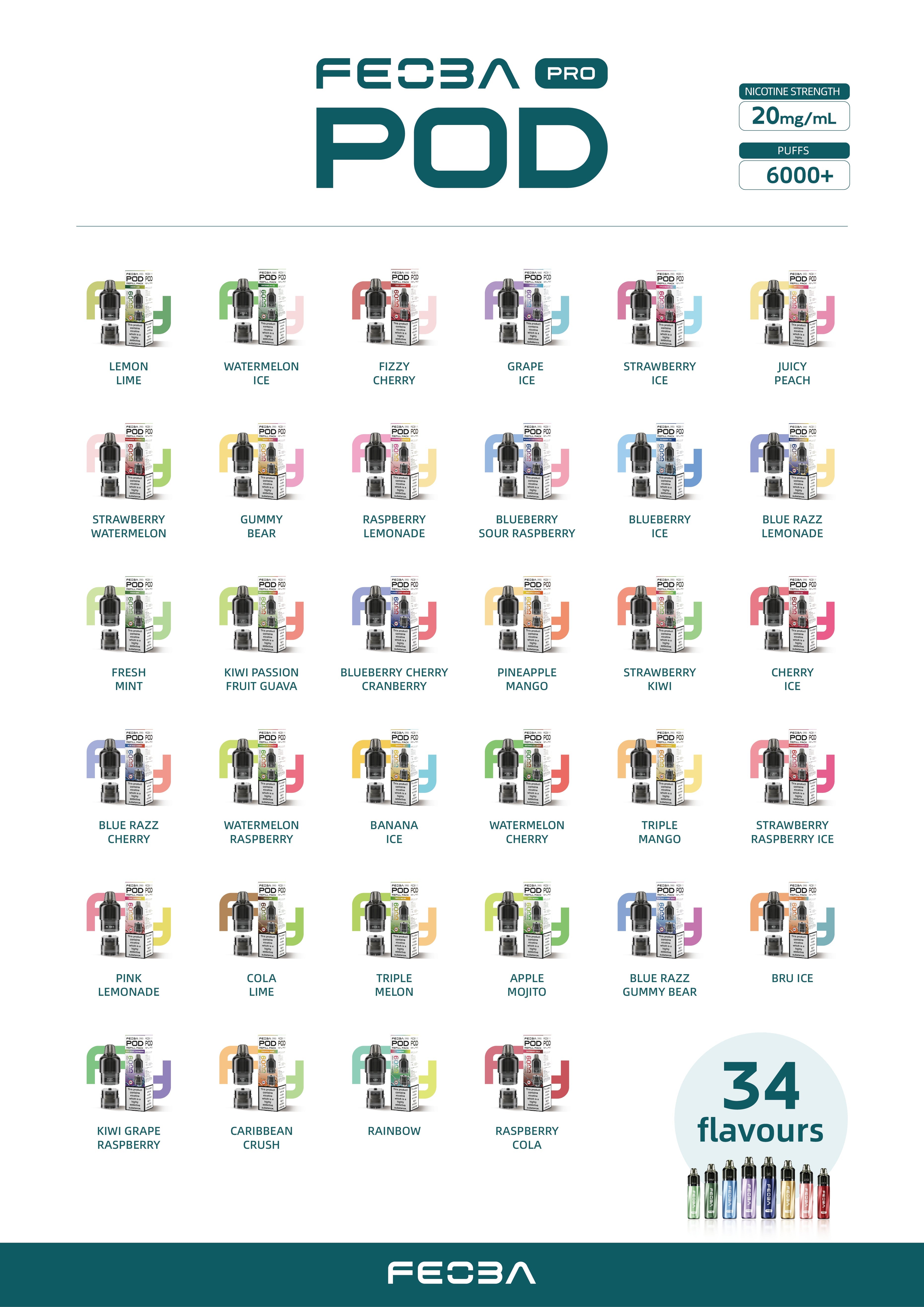 Feoba Pro 6000+ Replacement Pods - Power Vape Shop