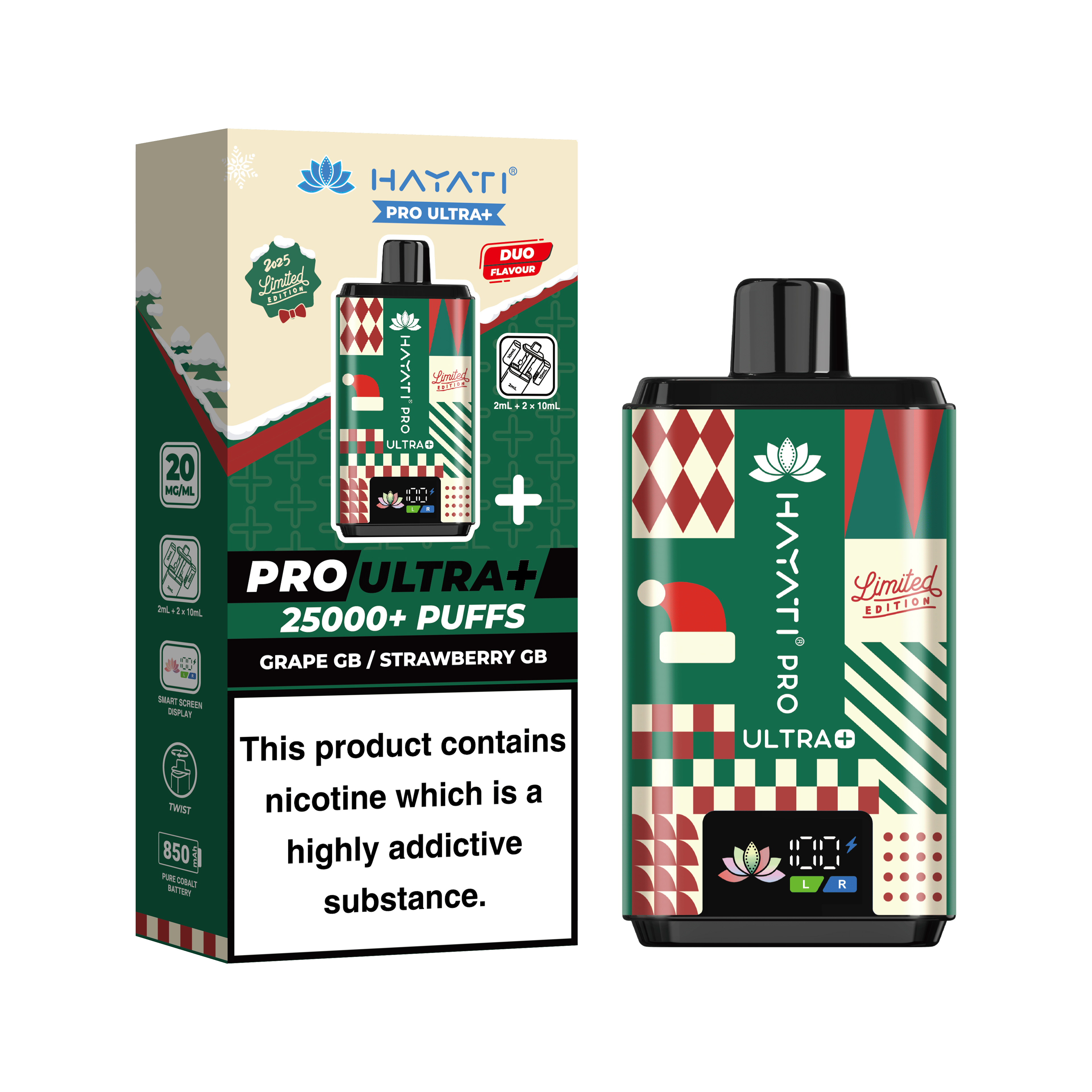 Hayati Pro Ultra + 25K Prefilled Vape – Christmas Vape Edition - Power Vape Shop