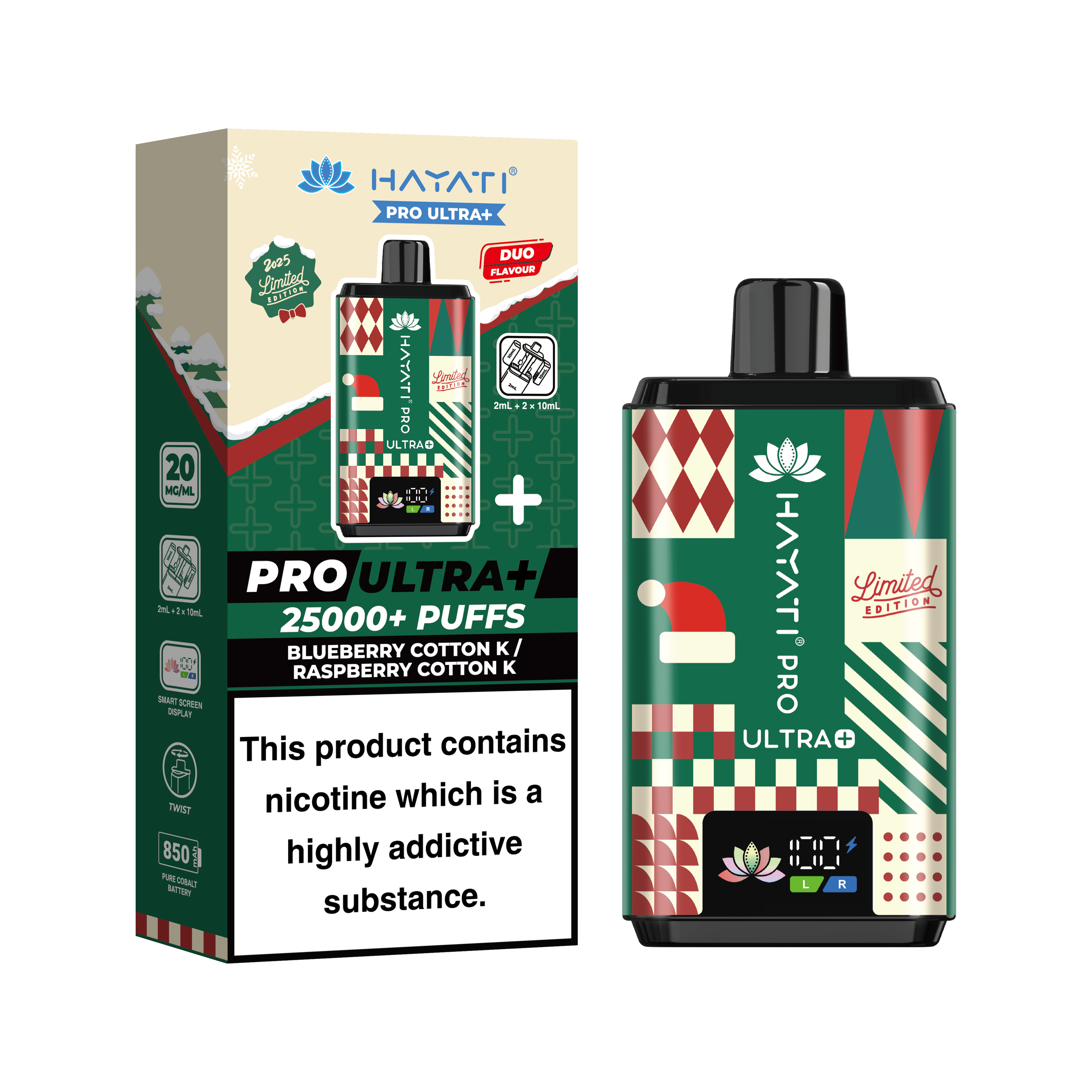 Hayati Pro Ultra + 25K Prefilled Vape – Christmas Vape Edition - Power Vape Shop