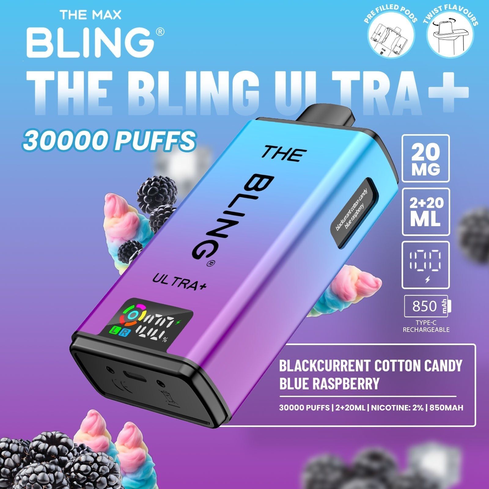 The Crystal Bling Ultra Plus 30k Prefilled Vape Kit - Power Vape Shop