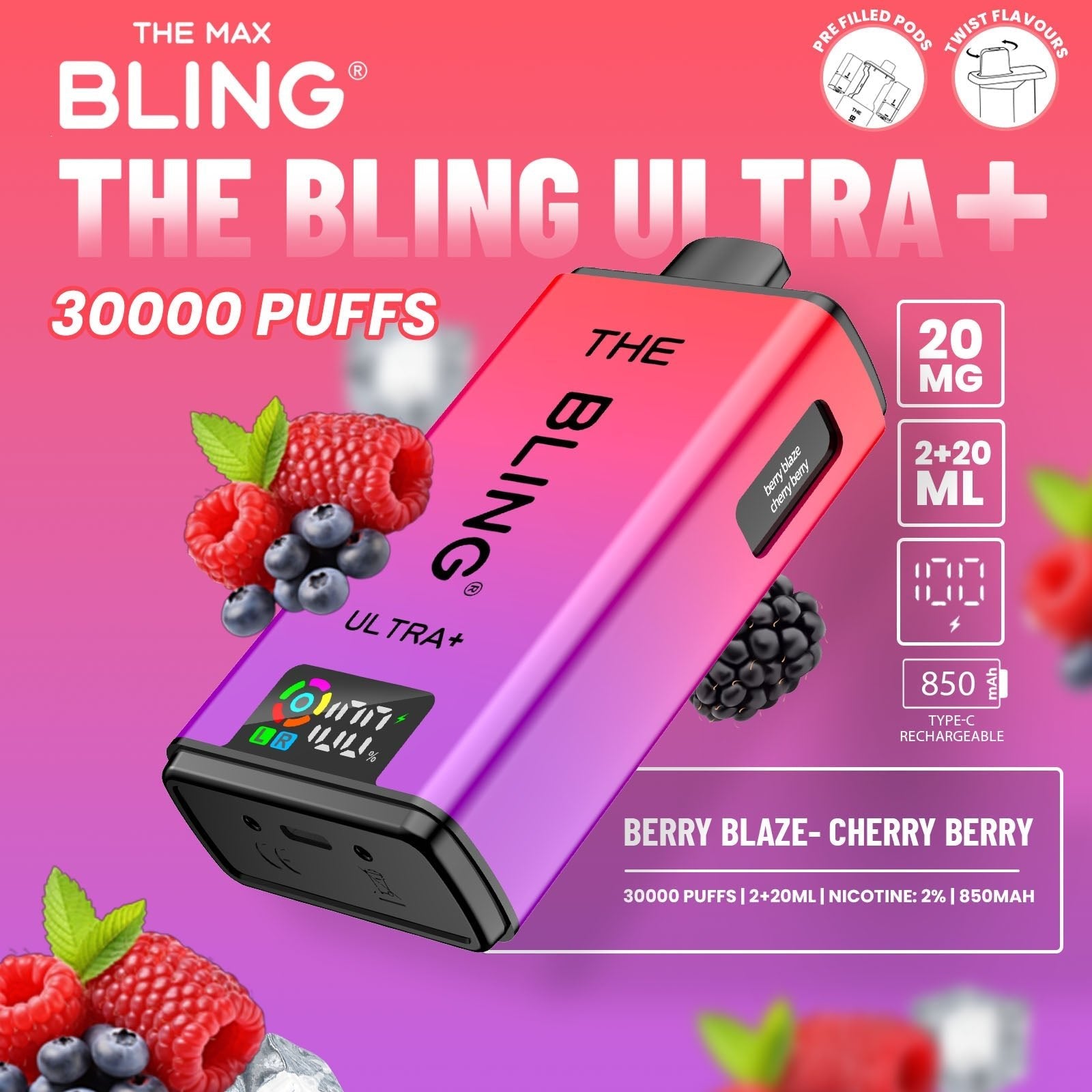 The Crystal Bling Ultra Plus 30k Prefilled Vape Kit - Power Vape Shop