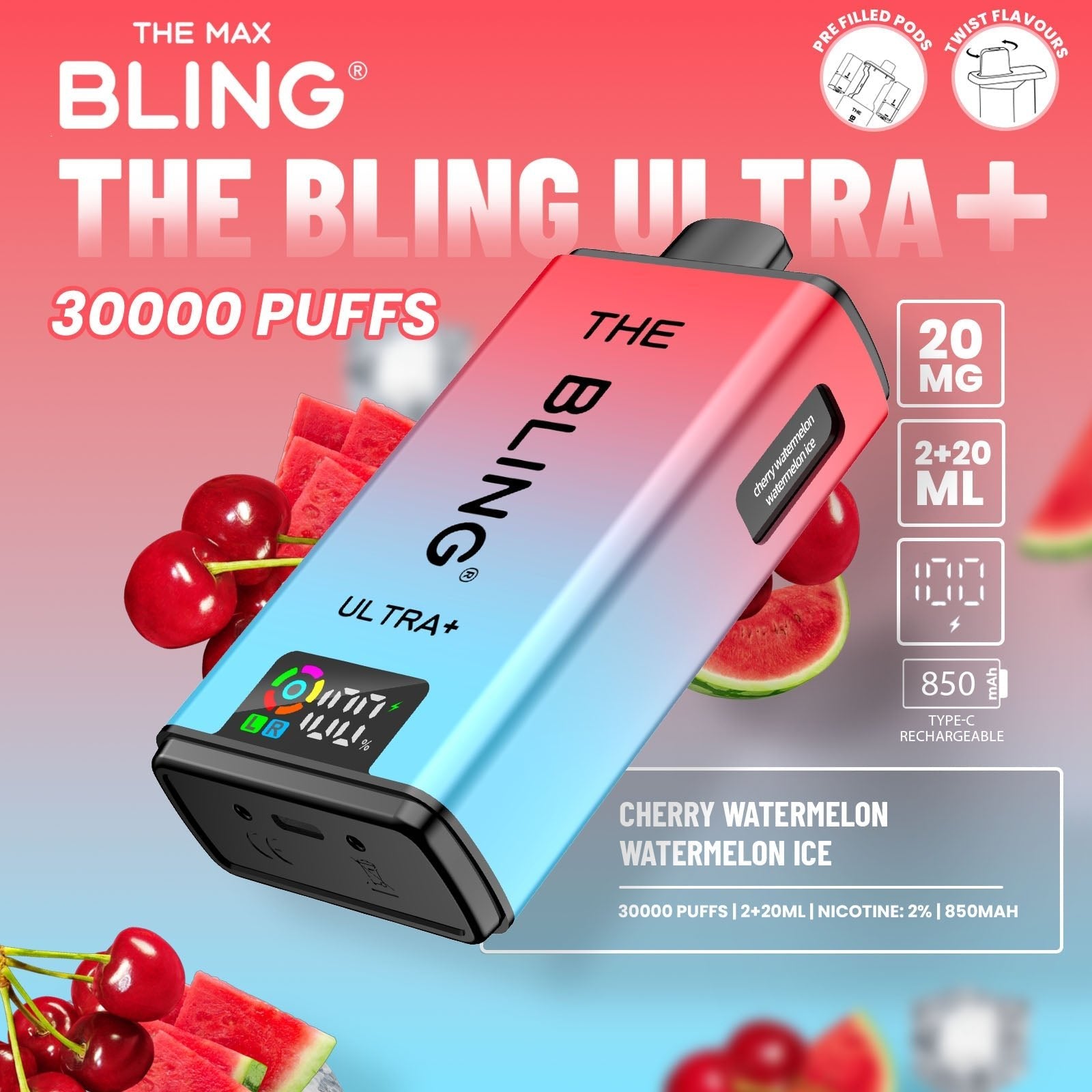 The Crystal Bling Ultra Plus 30k Prefilled Vape Kit - Power Vape Shop