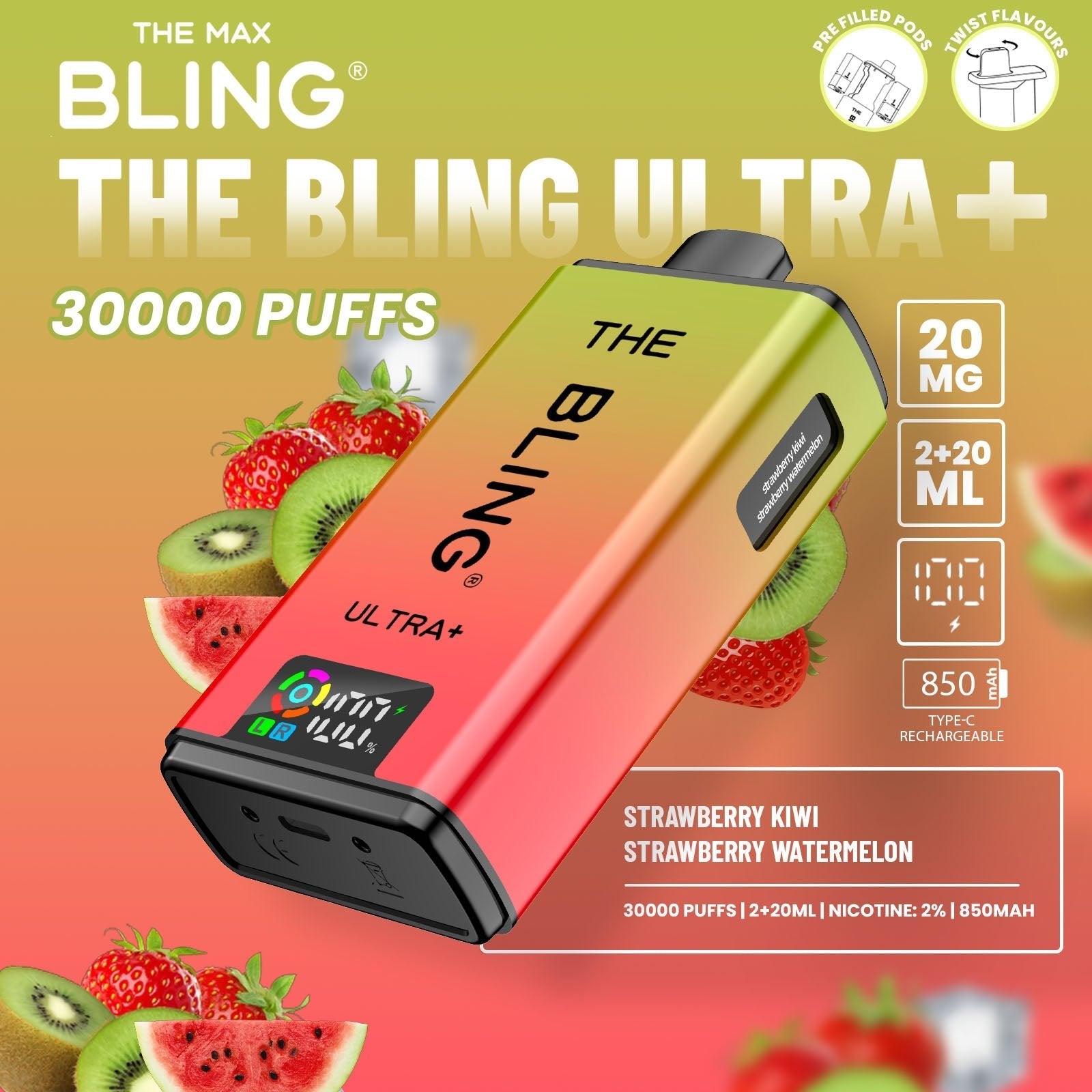 The Crystal Bling Ultra Plus 30k Prefilled Vape Kit Box of 5 - Power Vape Shop