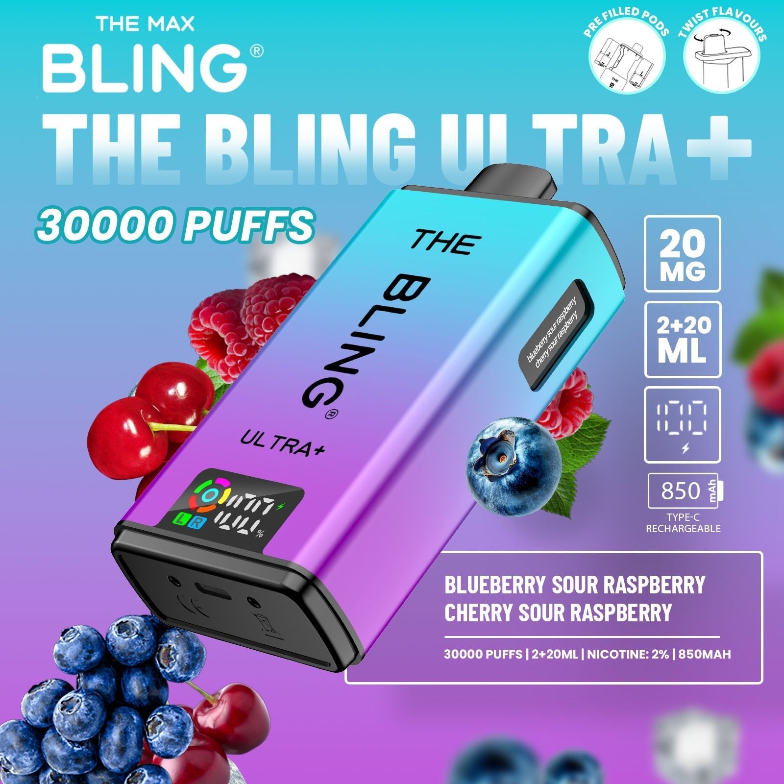 The Crystal Bling Ultra Plus 30k Prefilled Vape Kit Box of 5 - Power Vape Shop