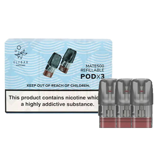 Elf Bar Mate 500 Refillable Pod 1.6ml (Pack Of 3) - Power Vape Shop